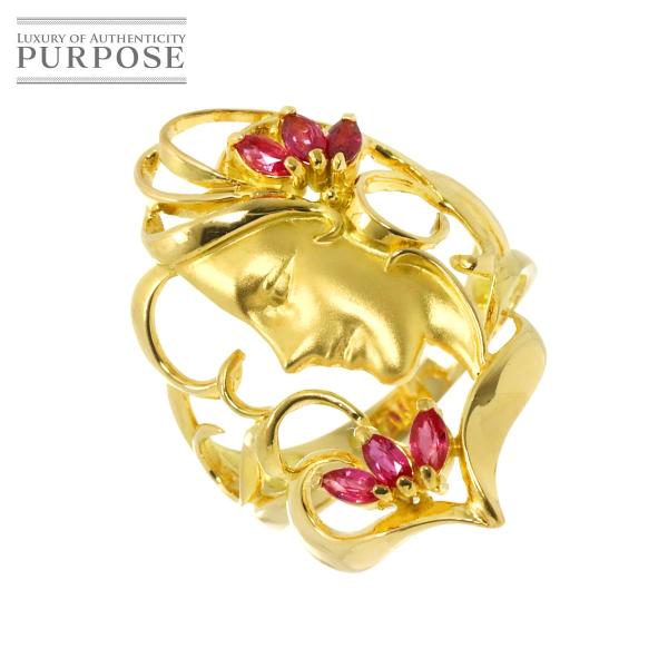 リング 9号 ルビー K18 YG イエローゴールド 750 指輪 Ruby Ring 903095...