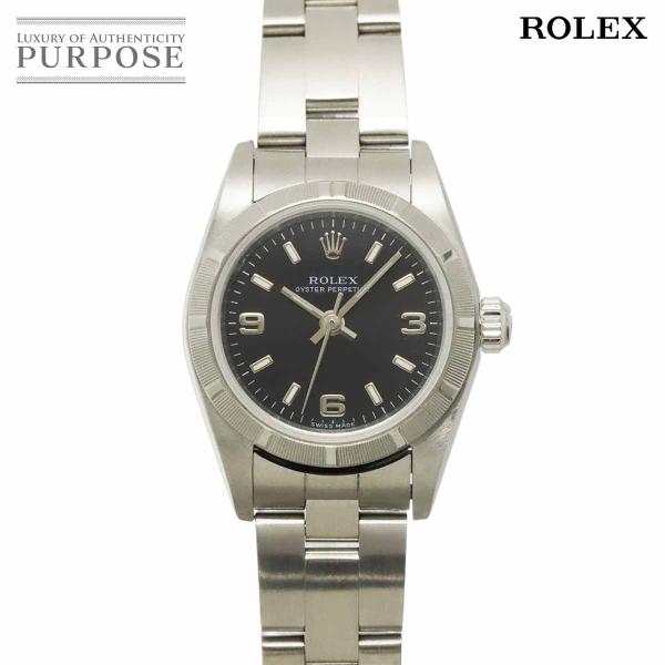 ロレックス ROLEX オイスターパーペチュアル 76030 F番 レディース 腕時計 ブラック オ...