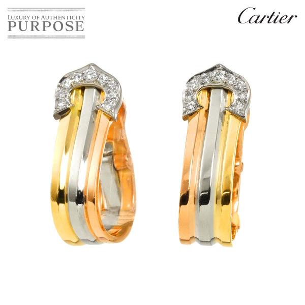 カルティエ Cartier 2C トリニティ ダイヤ イヤリング K18 YG PG WG 750 ...