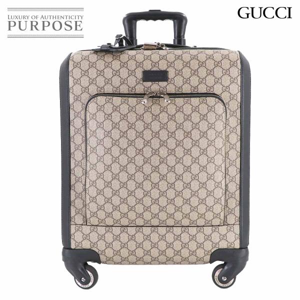 新品同様 グッチ GUCCI GGスプリーム キャリー バッグ スーツケース PVC レザー ベージ...