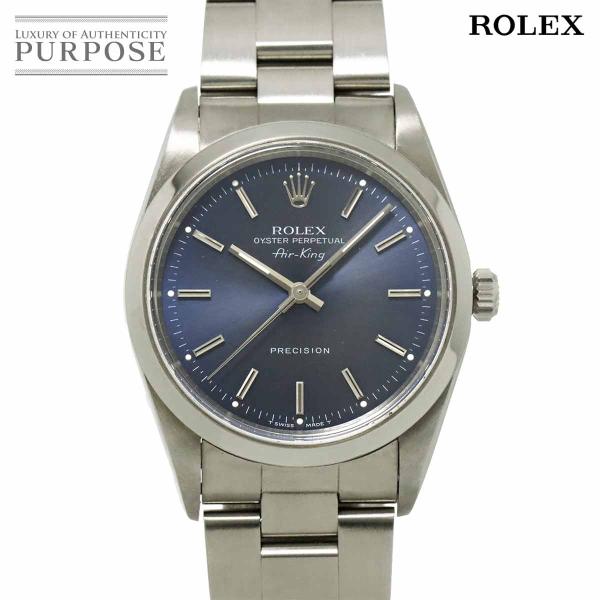ロレックス ROLEX エアキング 14000 X番 メンズ 腕時計 ブルー オートマ 自動巻き ウ...