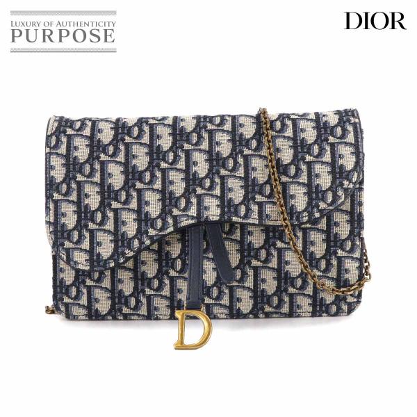 新品同様 クリスチャン ディオール Christian Dior オブリーク サドル チェーン ポー...