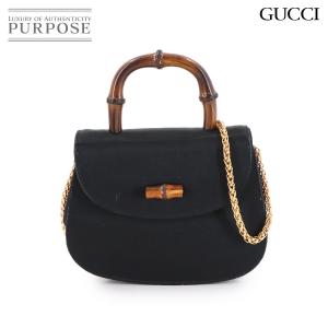 グッチ GUCCI バンブー ミニ 2way ハンド ショルダー バッグ サテン ブラック 005 109 0529 ゴールド 金具 ヴィンテージ 90314166