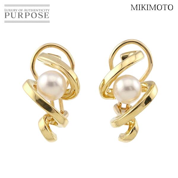 ミキモト MIKIMOTO アコヤ真珠 6.0mm イヤリング K18 YG イエローゴールド 75...