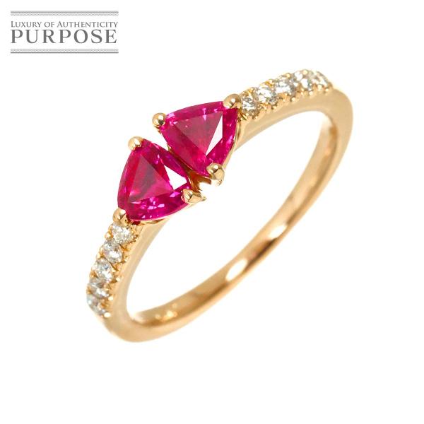リング 8.5号 ルビー 0.83ct ダイヤ 0.12ct K18 PG ピンクゴールド 750 ...