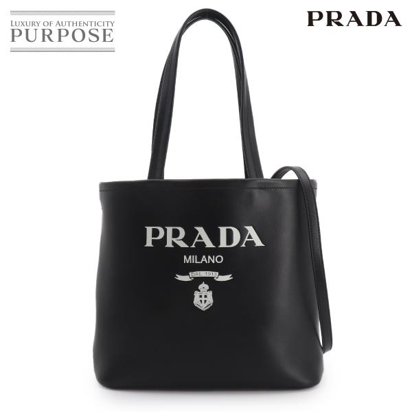 未使用 展示品 プラダ PRADA 2way トート ショルダー バッグ レザー ネロ 1BG507...