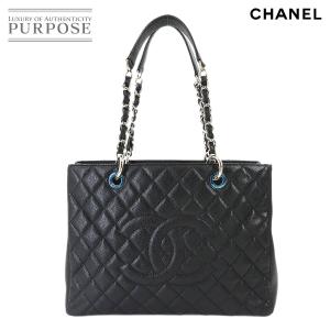 未使用 展示品 シャネル CHANEL マトラッセ グランド ショッピング チェーン トート バッグ GST キャビアスキン ブラック A50995 90320645