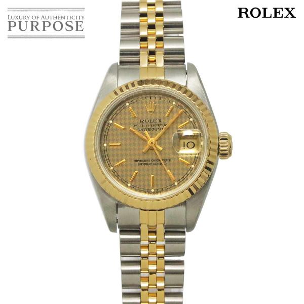 ロレックス ROLEX デイトジャスト コンビ 69173 E番 ハウンズトゥース レディース 腕時...