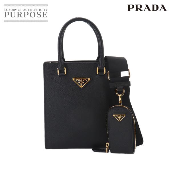 未使用 展示品 プラダ PRADA サフィアーノ 2way ハンド ショルダー バッグ レザー ネロ...