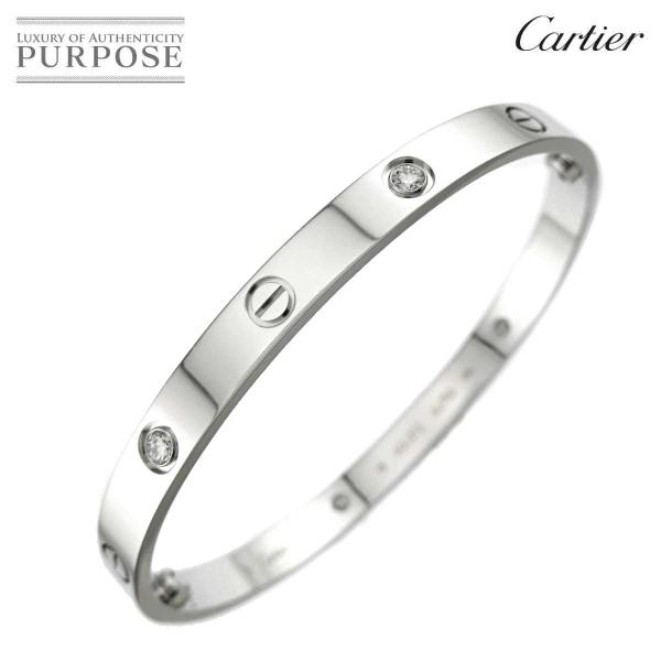 カルティエ Cartier ラブ ブレス ハーフ ダイヤ 4P #19 K18 WG 750 ブレス...