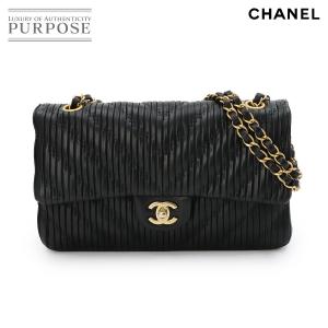 美品 シャネル CHANEL シェブロン Vステッチ チェーン ショルダー バッグ レザー ブラック ゴールド 金具 Chevron Bag 90324621