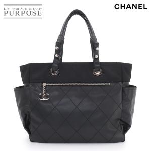 新品同様 シャネル CHANEL パリビアリッツ GM トート バッグ PVC ナイロン レザー ブラック A34210 Paris Biarritz Bag 90325010
