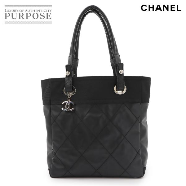 新品同様 シャネル CHANEL パリビアリッツ PM トート バッグ PVC ナイロン レザー ブ...