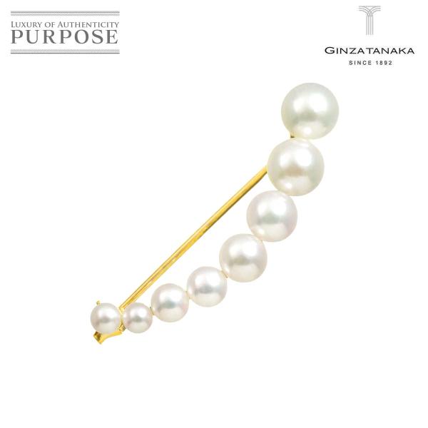 ギンザタナカ GINZA TANAKA アコヤ真珠 6.0-3.3mm ブローチ K18 YG イエ...