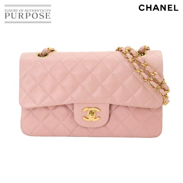 美品 シャネル CHANEL マトラッセ 23 チェーン ショルダー バッグ ラムスキン ピンク A...