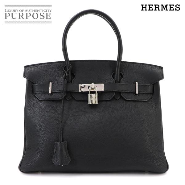 新品同様 エルメス HERMES バーキン30 トゴ ブラック ハンド バッグ □K刻印 シルバー ...