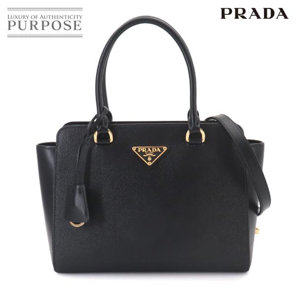 未使用 展示品 プラダ PRADA サフィアーノ 2way ハンド ショルダー バッグ レザー ネロ...