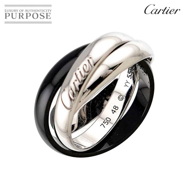 カルティエ Cartier トリニティ MM #48 リング セラミック K18 WG 3連 750...