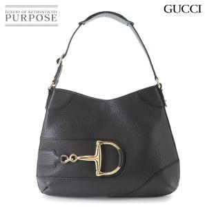 新品同様 グッチ GUCCI ホースビット ショルダー バッグ レザー ブラック 137388 ゴールド 金具 Horsebit Bag 90329405