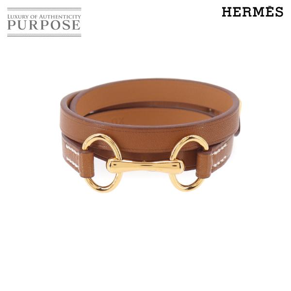 未使用 展示品 エルメス HERMES トリプルツアー ブレスレット レザー ブラウン T1 Y刻印...