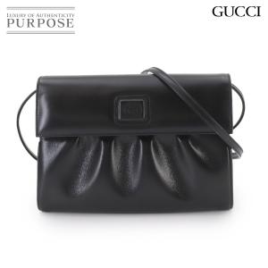 新品同様 グッチ GUCCI ダブルG ショルダー バッグ レザー ブラック ゴールド 金具 ヴィンテージ Double G Bag 90330288