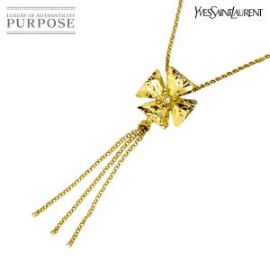 イヴ サンローラン Yves Saint Laurent ダイヤ 0.05ct 花 ネックレス 60cm K18 YG イエローゴールド 750 Diamond Necklace 90330291