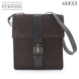 美品 グッチ GUCCI タイガー ヘッド ショルダー バッグ スエード レザー ブラウン ブラック ゴールド 金具 001-4079 90331061