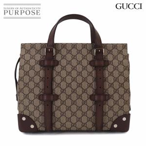 未使用 展示品 グッチ GUCCI GGスプリーム トート バッグ レザー ベージュ ブラウン 643814 シルバー 金具 Tote Bag 90331143