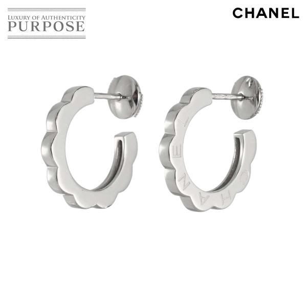 シャネル CHANEL プロフィールド カメリア ピアス K18 WG ホワイトゴールド 750 E...