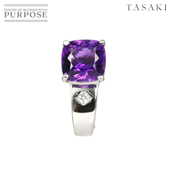 タサキ TASAKI アメジスト ダイヤ 0.01ct イヤリング K18 WG ホワイトゴールド ...