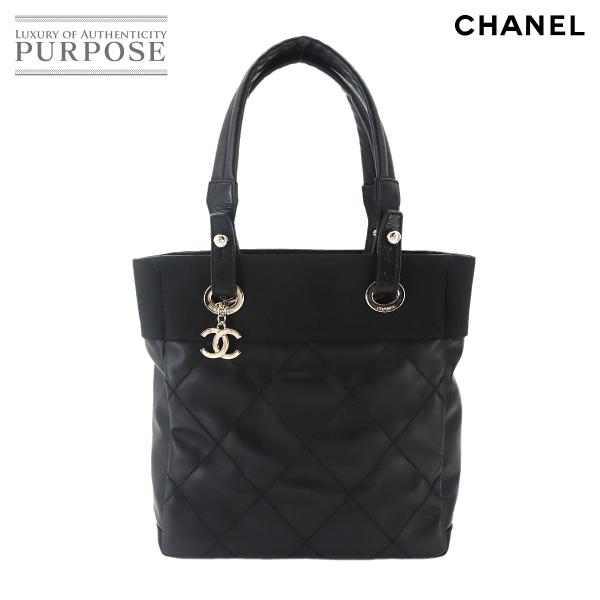 新品同様 シャネル CHANEL パリビアリッツ PM トート バッグ PVC ナイロン レザー ブ...