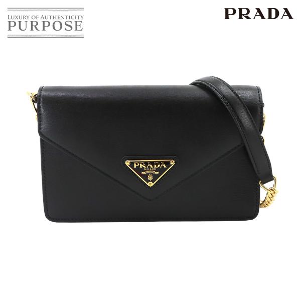 未使用 展示品 プラダ PRADA チェーン ショルダー バッグ レザー ブラック 1BD350 ゴ...