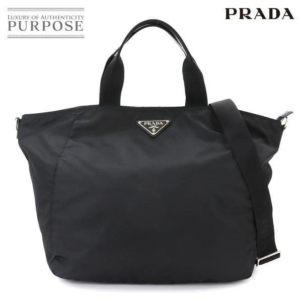 新品同様 プラダ PRADA 2way トート ショルダー バッグ ナイロン レザー ネロ BR40...