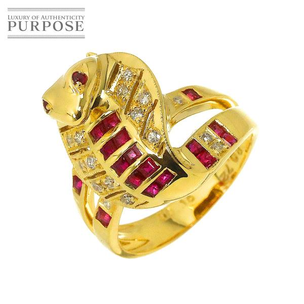 リング 9.5号 ルビー 0.72ct ダイヤ 0.15ct K18 YG イエローゴールド 750...