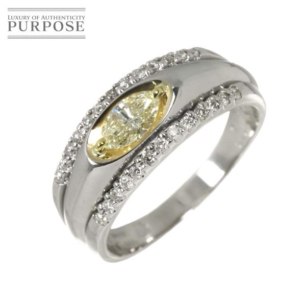 リング 15.5号 ダイヤ 0.422ct VLY/SI2 0.25ct K18 WG Pt ホワイ...