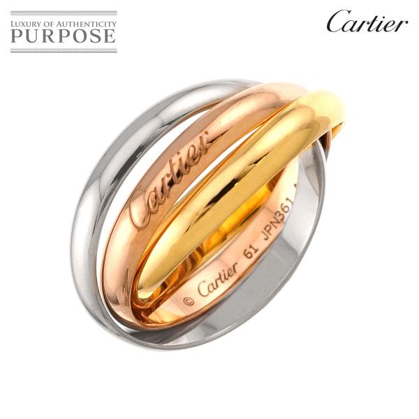 カルティエ Cartier トリニティ リング MM #61 K18 YG WG PG 3連 スリー...
