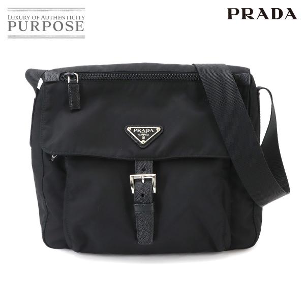 新品同様 プラダ PRADA ショルダー バッグ ナイロン サフィアーノレザー ネロ 1BD994 ...