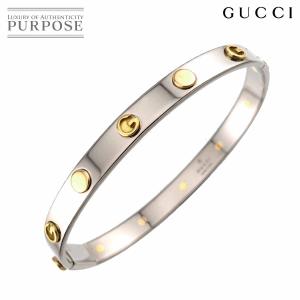 グッチ GUCCI Gロゴ バングル #17 K18 YG イエローゴールド 750 スティール SS ブレスレット Bracelet 90337343