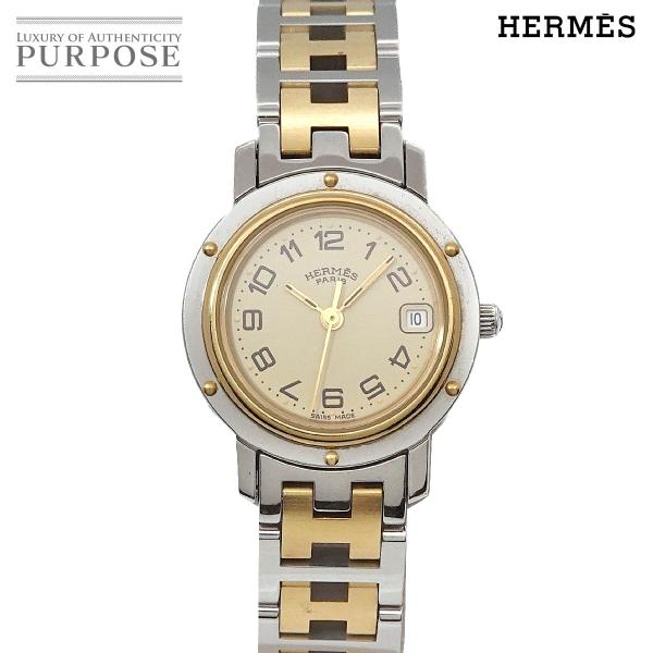 エルメス HERMES クリッパー コンビ CL4 220 ヴィンテージ レディース 腕時計 デイト...