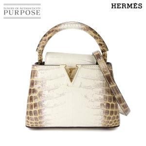 新品同様 カプシーヌ MINI ルイ ヴィトン LOUIS VUITTON クロコダイル ハンド ショルダー バッグ ニロティカス サハラ 90342669