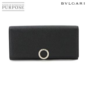 未使用 展示品 ブルガリ BVLGARI ブルガリブルガリ 二つ折り 長財布 レザー ブラック 289381 シルバー 金具 90343051