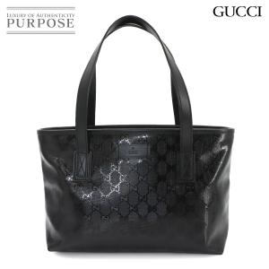 新品同様 グッチ GUCCI GGインプリメ トート バッグ PVC レザー ブラック 211138 シルバー 金具 GG Imprime Tote Bag 90343653