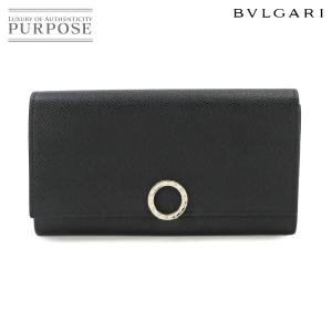 新品同様 ブルガリ BVLGARI ブルガリブルガリ ロゴクリップ 二つ折り 長財布 レザー ブラック 289378 シルバー 金具 Long Wallet 90343670