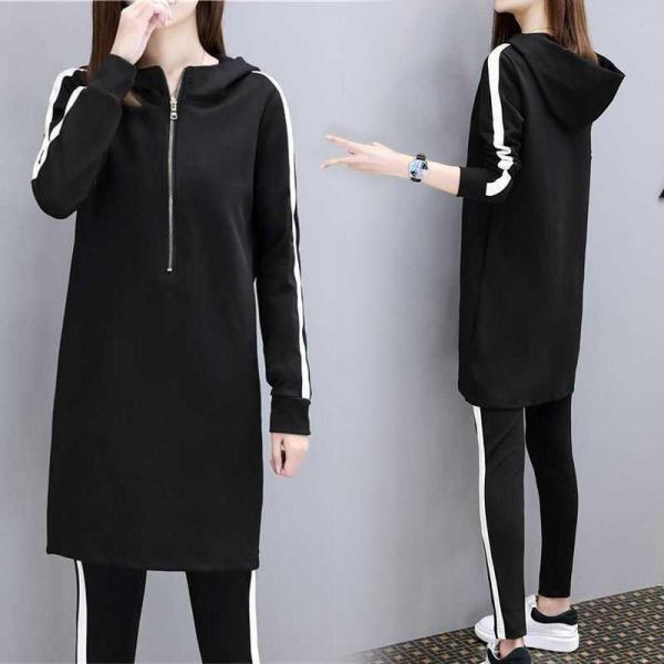 【特価】スポーツウェア 上下セット レディース パーカー ワンピース フード付き ジャージセット ジ...