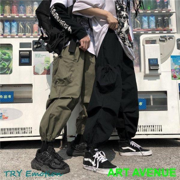 原宿系 カーゴパンツ レディース メンズ 韓国ファッション ボトムス ハイウエスト カジュアルパンツ...