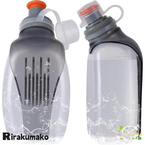 ランニング用給水ボトル ハイドレーションボトル スポーツボトル ソフト水ボトルソフトフラスク クリッ...