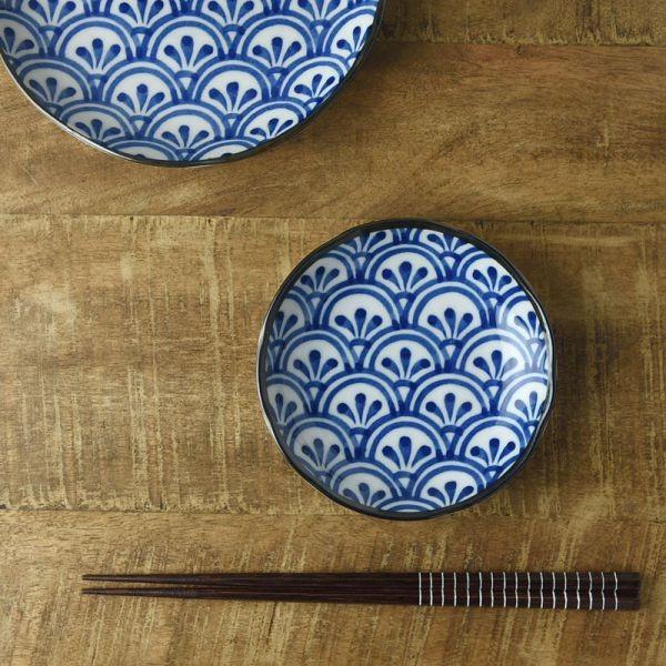 美濃焼 和ごころ 11.5cm豆皿 青海波 日本の伝統模様　　日本製