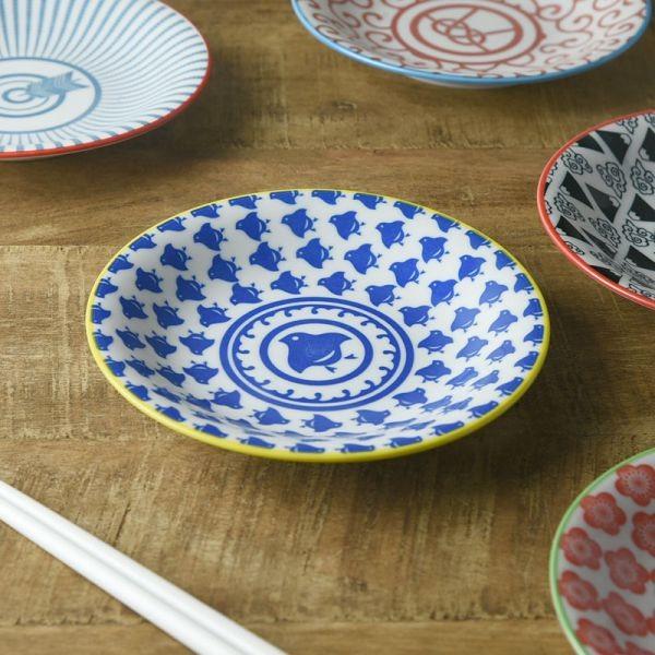 美濃焼 ジャポネスク 16.5cm取り皿 青千鳥　　日本製