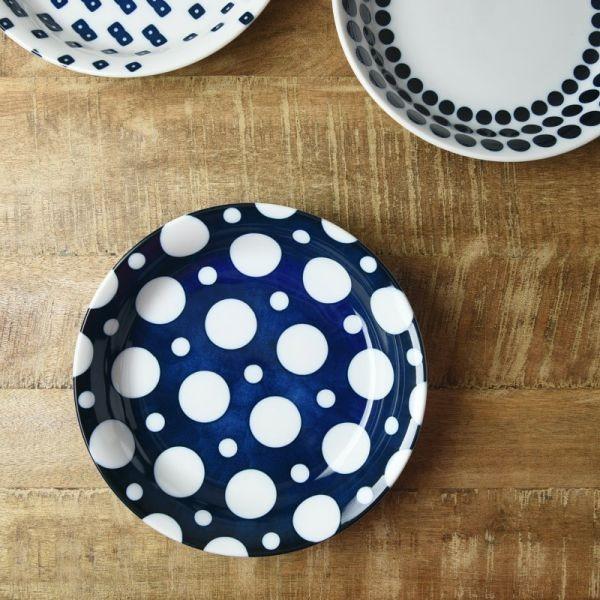 美濃焼 藍ブルー 22cmカレー&amp;パスタ皿 ドット　　日本製