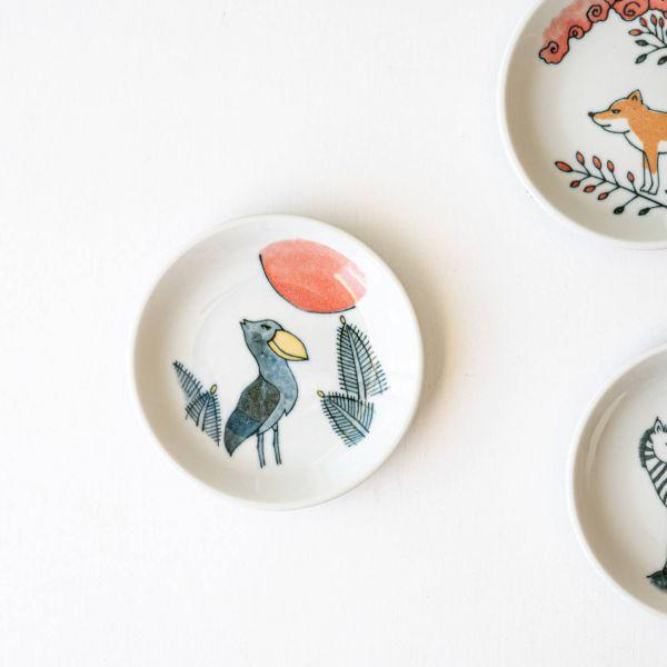 美濃焼 ゆるっと花札豆皿 松とハシビロコウ　　日本製